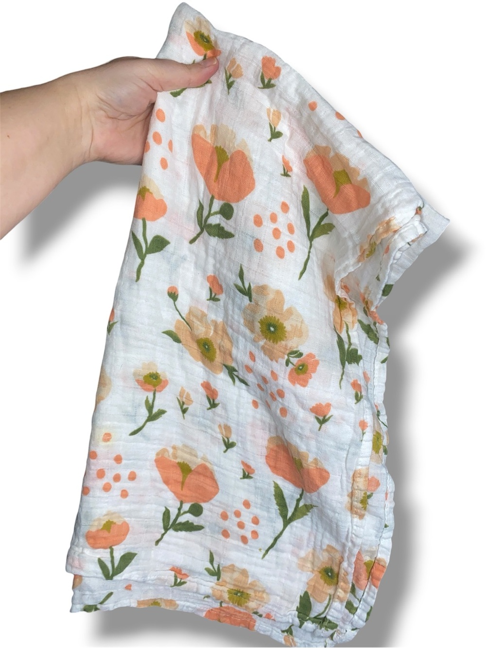 Aspen +Pine Organic bamboo muslin blanket peach floral
